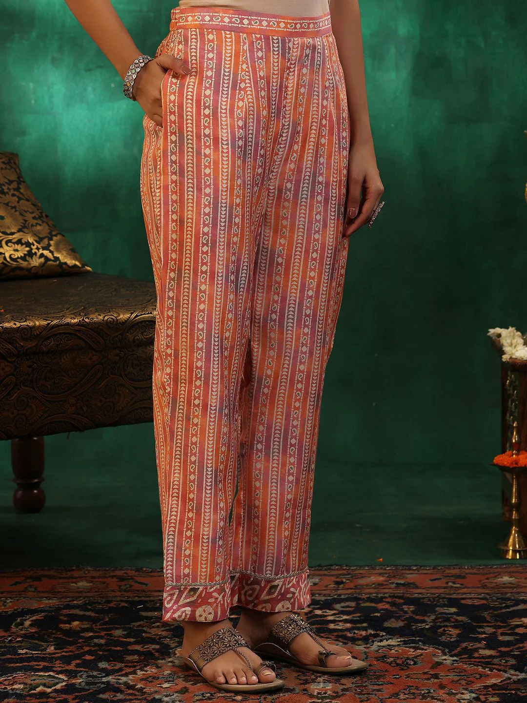 Libas Women Ethnic Motifs Printed Regular Beads and Stones Kurta with Palazzos & With Dupatta - Image 7