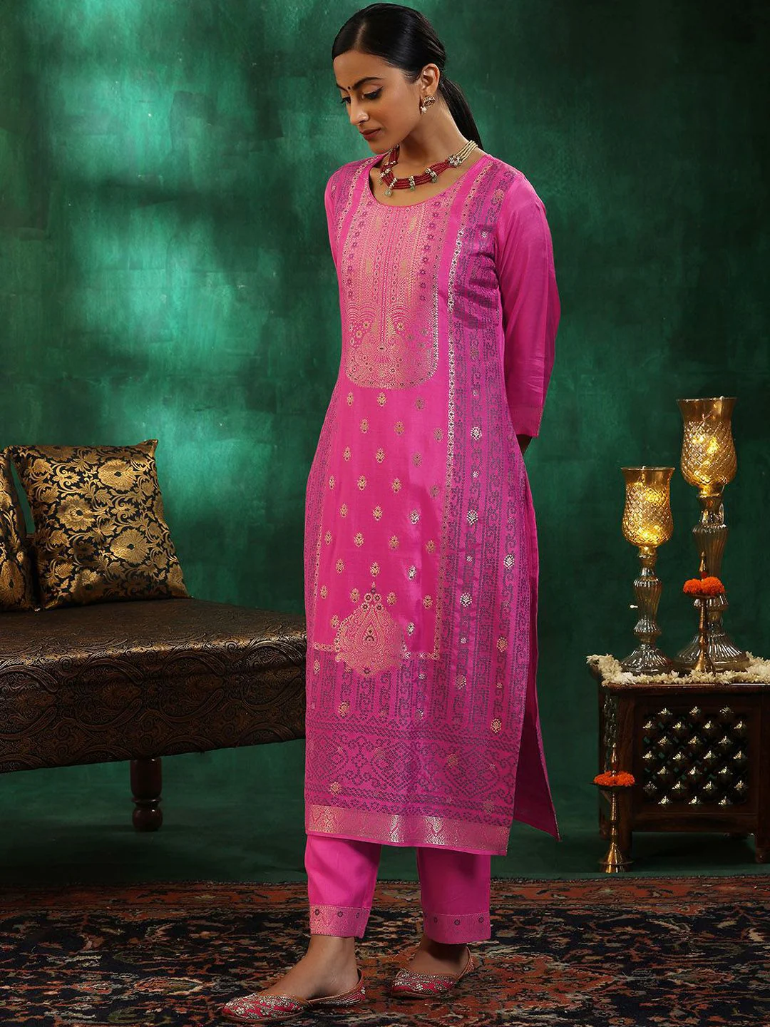 Libas Women Ethnic Motifs Regular Kurta with Trousers & With Dupatta - Image 5