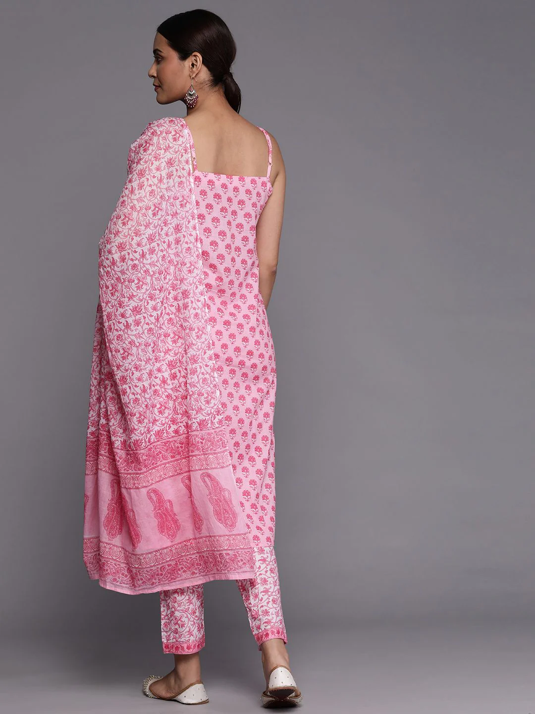 Libas Women Floral Printed Pure Cotton Kurta With Trousers & Dupatta - Image 6
