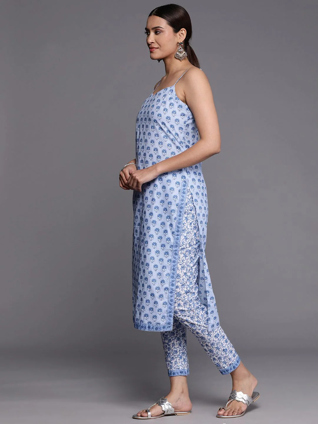 Libas Women Floral Printed Pure Cotton Kurta With Trousers & With Dupatta - Image 4