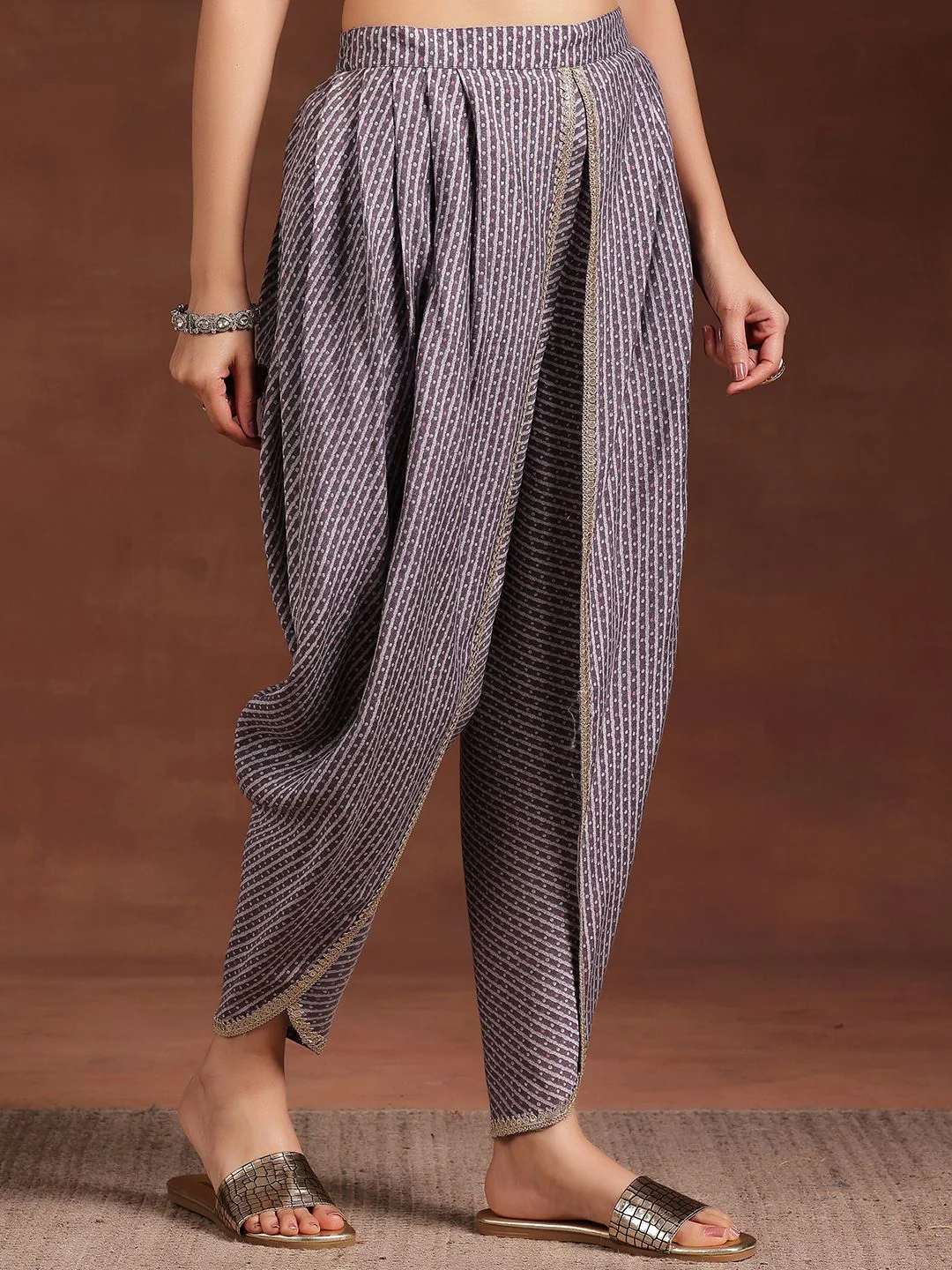 Libas Women Floral Printed Regular Gotta Patti Kurta with Dhoti Pants - Image 7