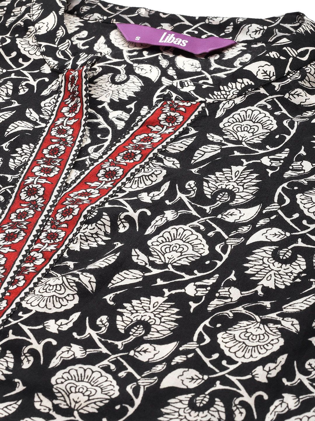 Libas Women Floral Printed Regular Pure Cotton Kurta with Palazzos & Dupatta - Image 2