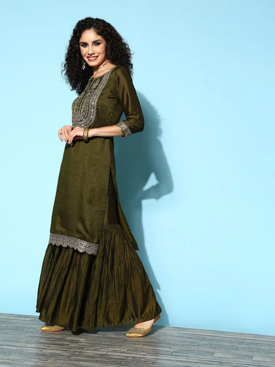 Libas Women Floral Silk Blend Hyper Texture Kurta Set - Image 5