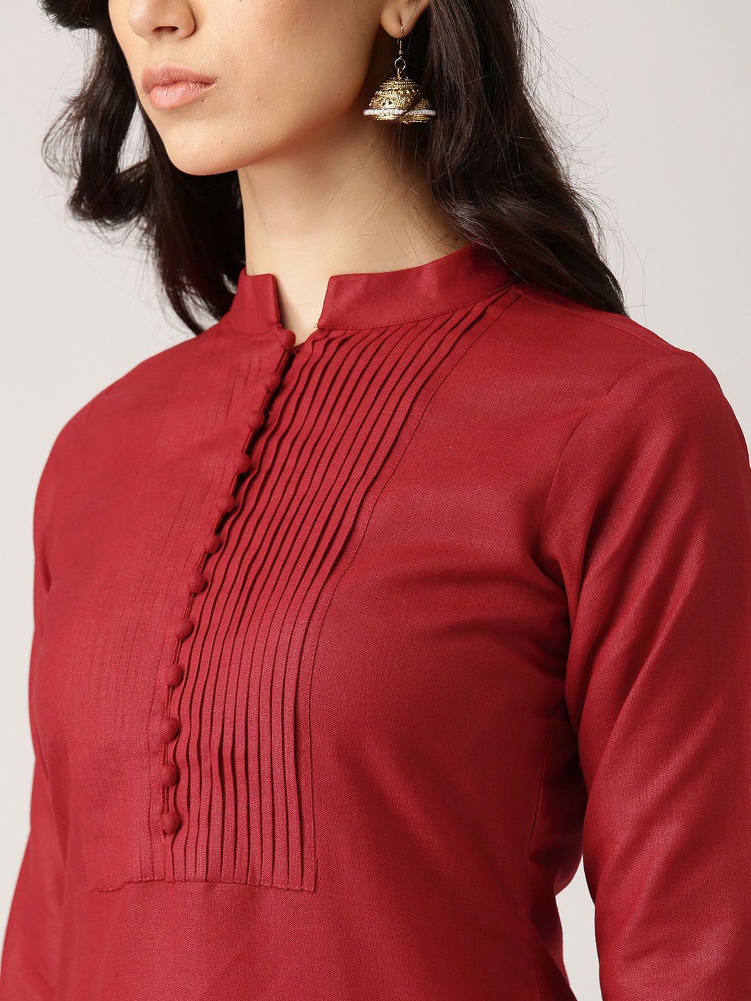 Libas Women Maroon Solid Straight Kurta - Image 3