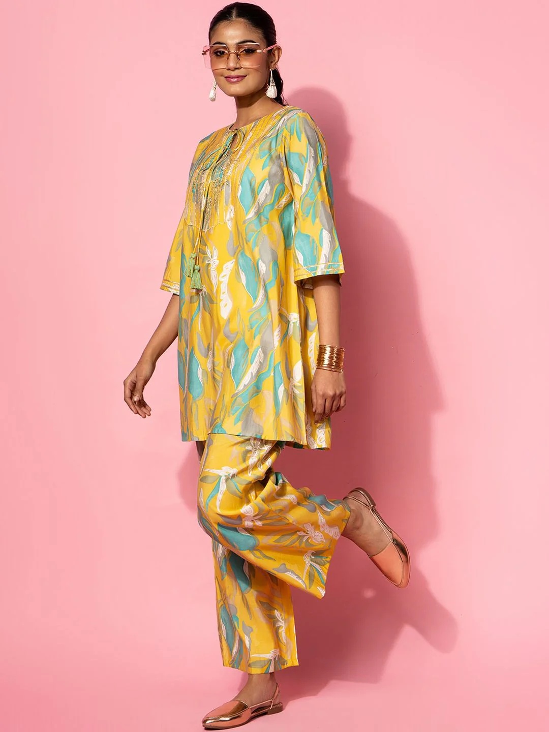 Libas Women Printed A-Line Tunic & Palazzo Co-Ords - Image 4