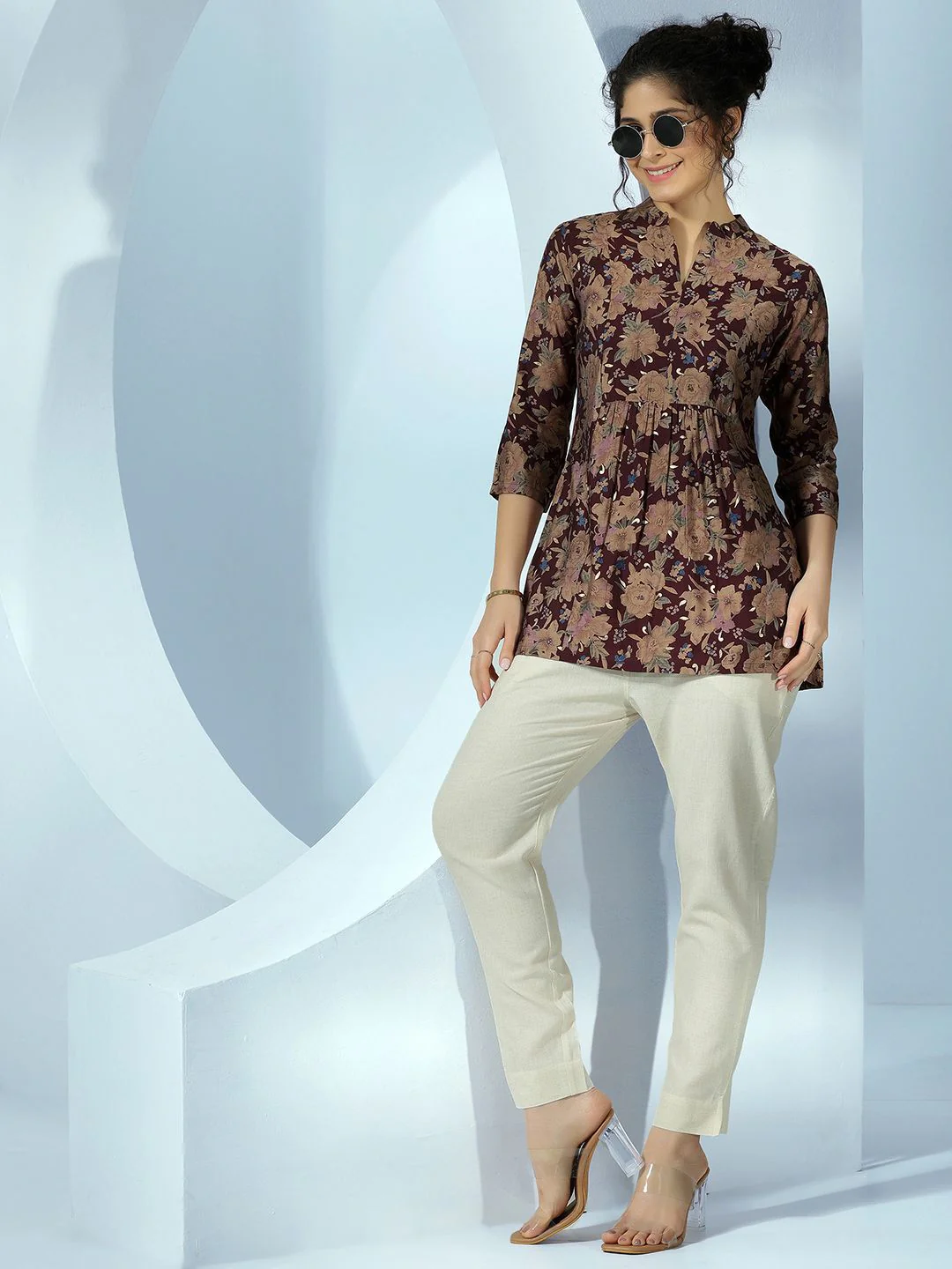 Libas Women Printed Mandarin Collar Tunic - Image 6