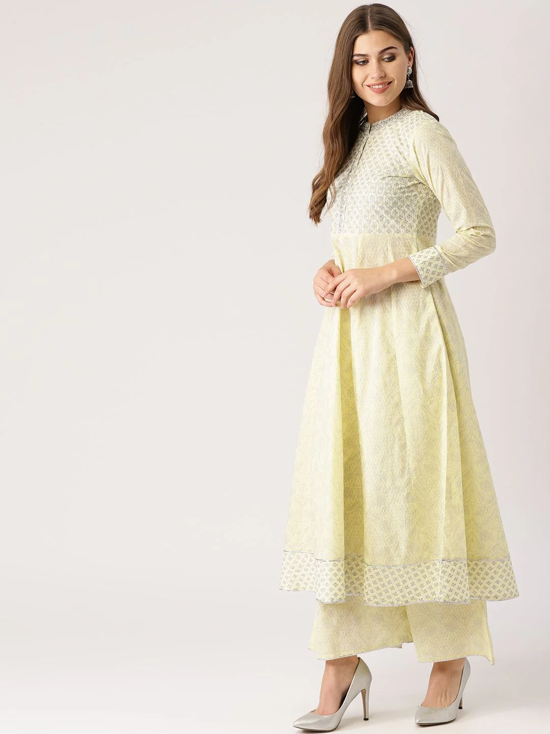 Libas Women Yellow & White Printed Kurta with Palazzos & Dupatta - Image 6