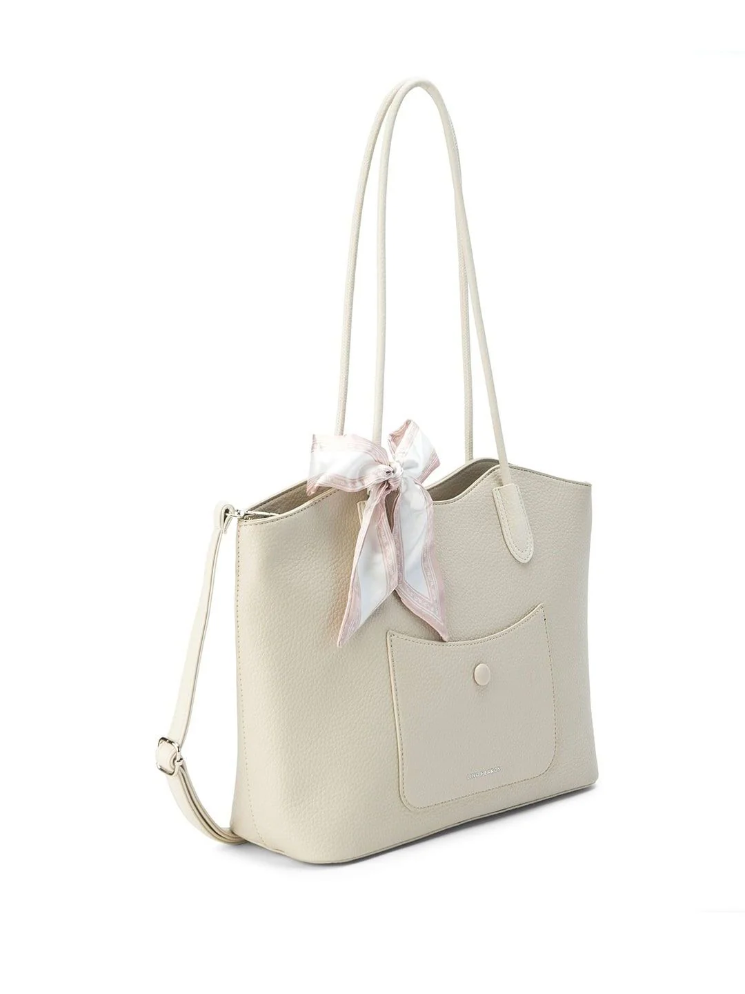 Lino Perros Colourblocked Oversized Bucket Tote Bag with Bow Detail - Image 3