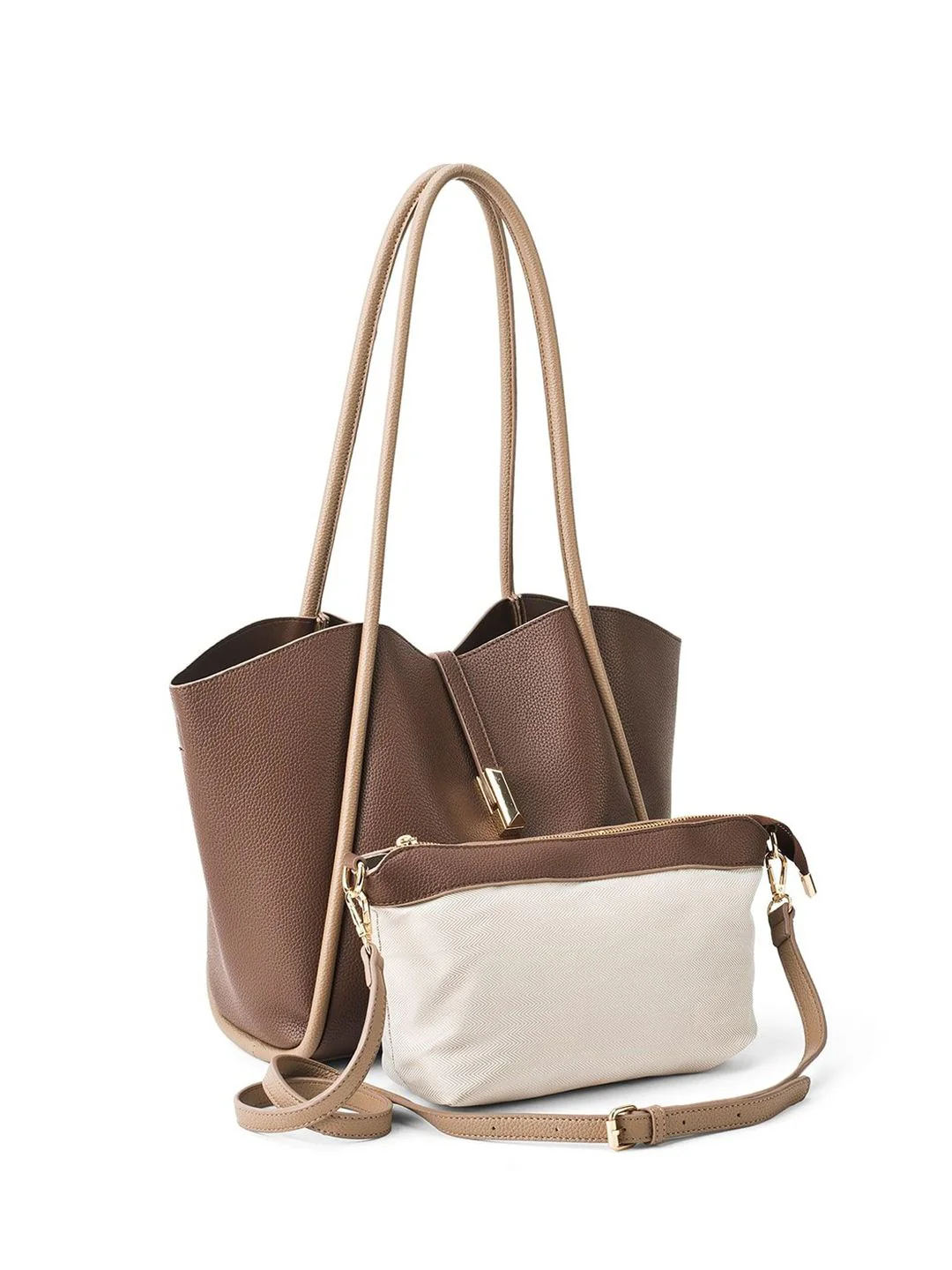 Lino Perros Colourblocked Oversized Structured Tote Bag with Tasselled - Image 5