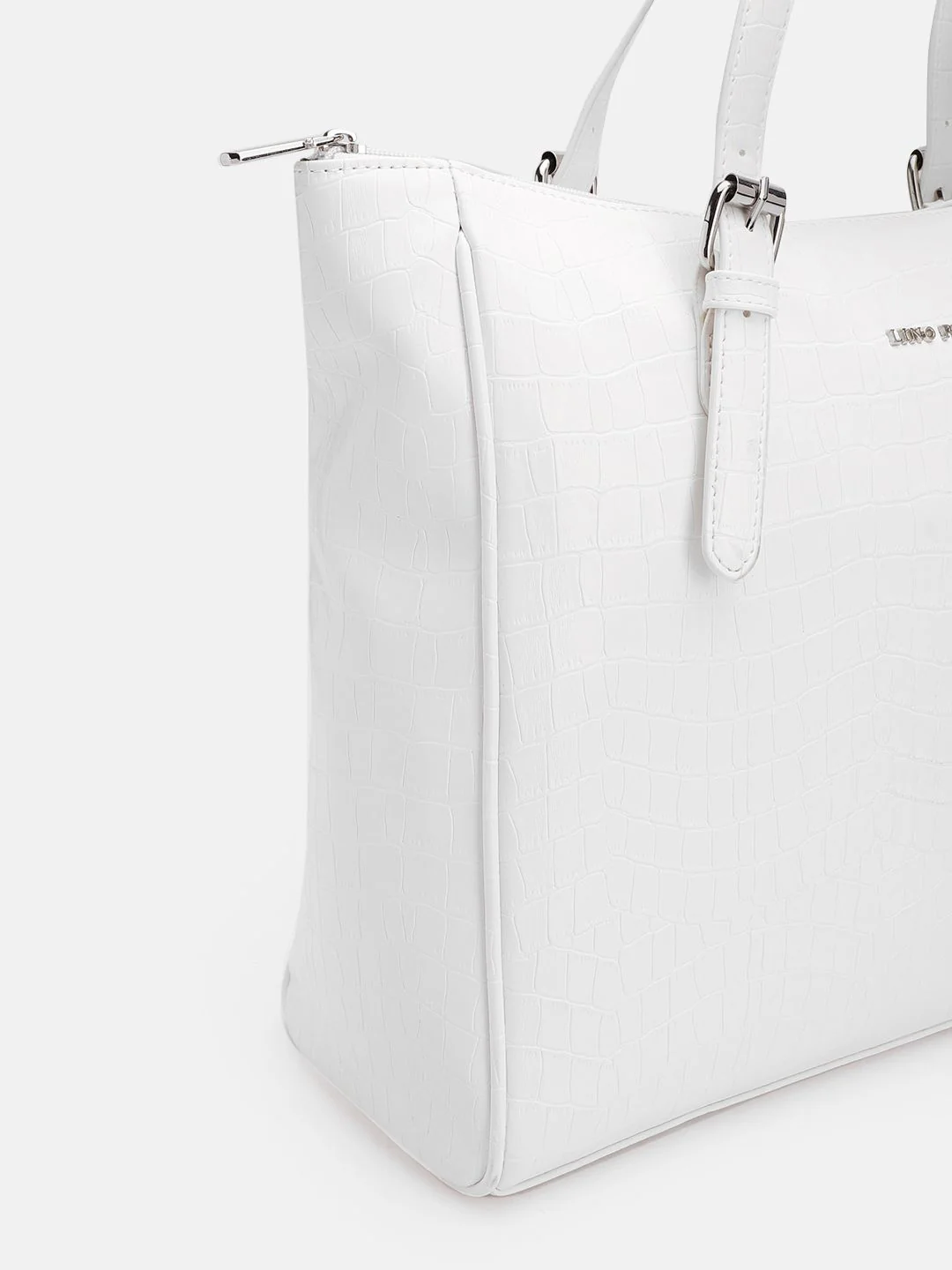 Lino Perros Croc Textured Structured Laptop Shoulder Bag - Image 7