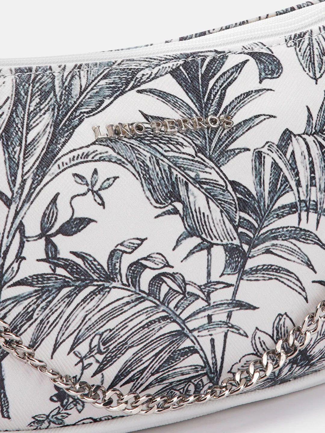 Lino Perros Floral Printed Structured Shoulder Bag With Chain Detail - Image 6