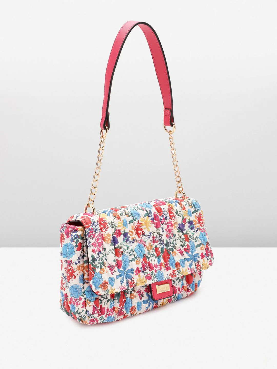Lino Perros Floral Printed Structured Shoulder Bag With Quilted Detail - Image 2