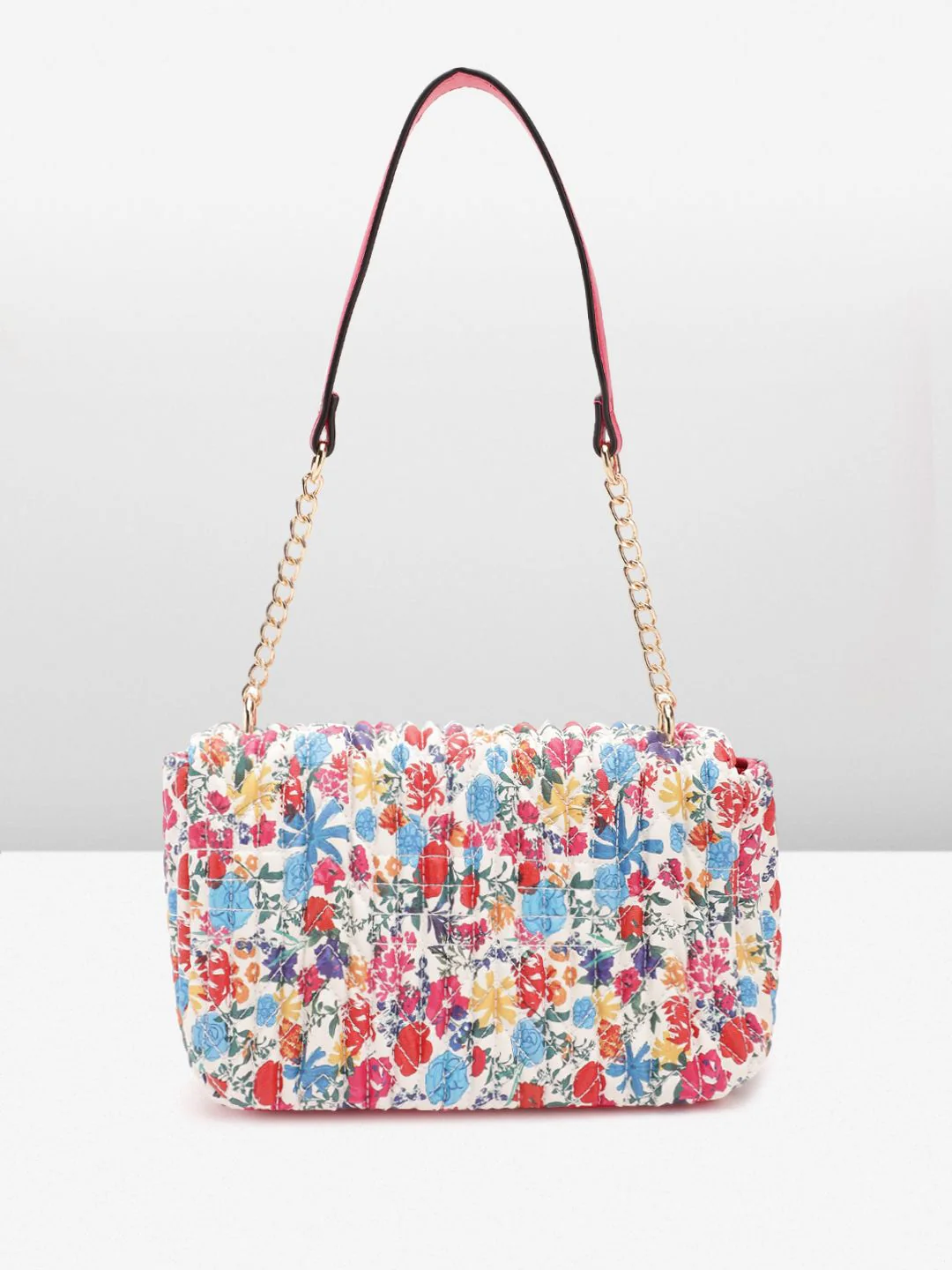 Lino Perros Floral Printed Structured Shoulder Bag With Quilted Detail - Image 3