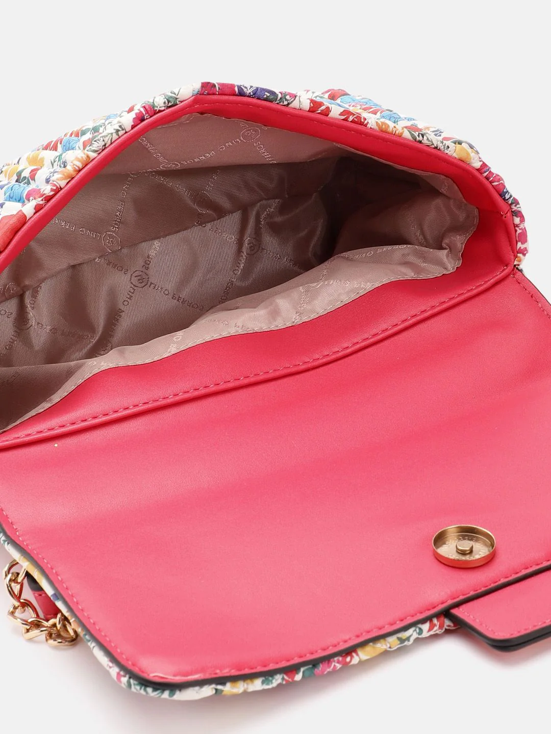 Lino Perros Floral Printed Structured Shoulder Bag With Quilted Detail - Image 4