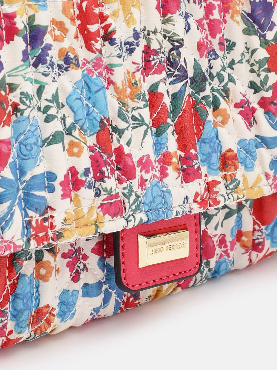 Lino Perros Floral Printed Structured Shoulder Bag With Quilted Detail - Image 6