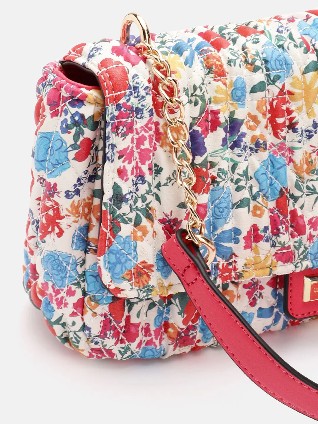 Lino Perros Floral Printed Structured Shoulder Bag With Quilted Detail - Image 7
