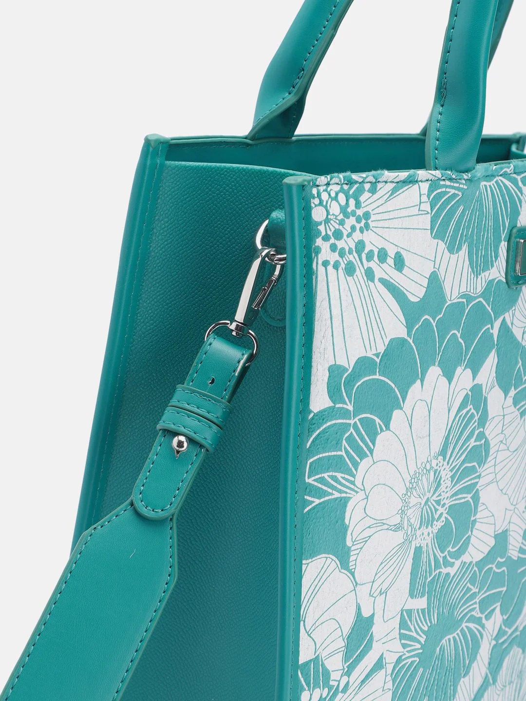 Lino Perros Floral Textured Structured Handheld Bag - Image 7