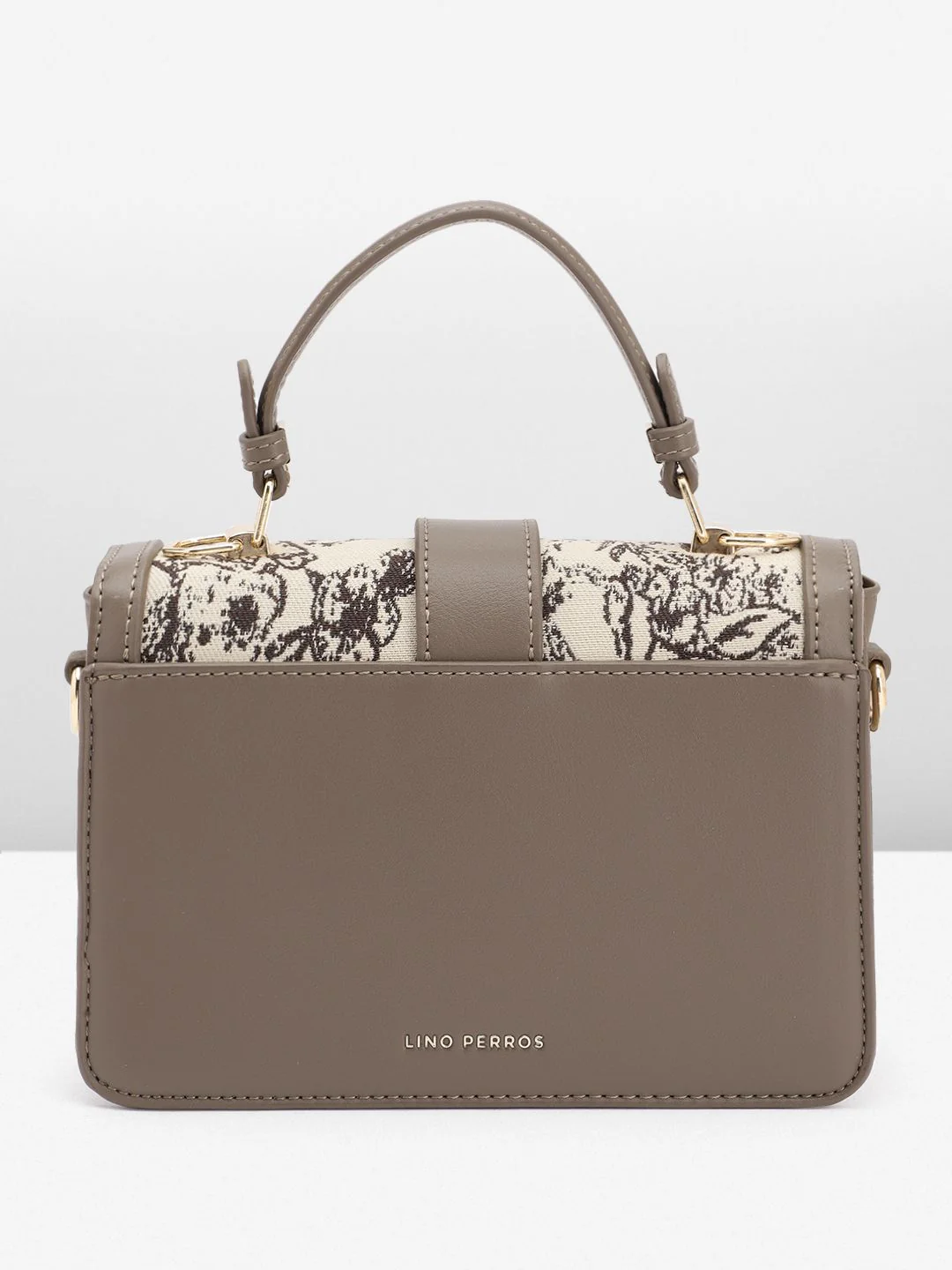 Lino Perros Floral Textured Structured Satchel Bag - Image 3