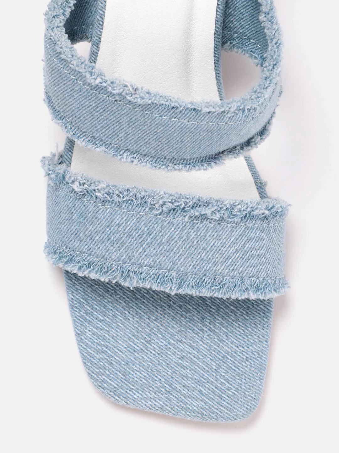 Lino Perros Fringed Denim Block Heels - Image 4