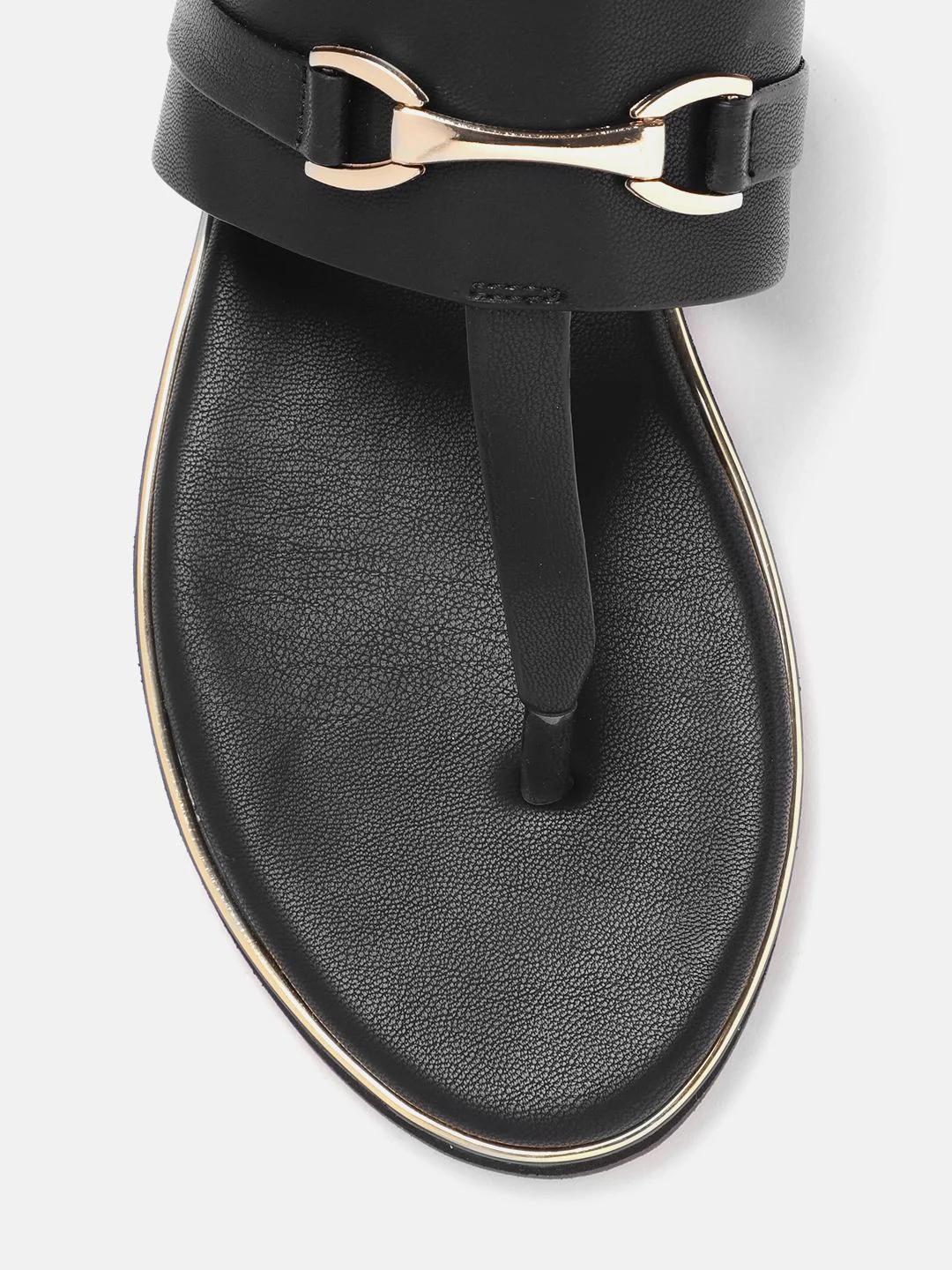Lino Perros Metallic Detail T-Strap Flats - Image 4