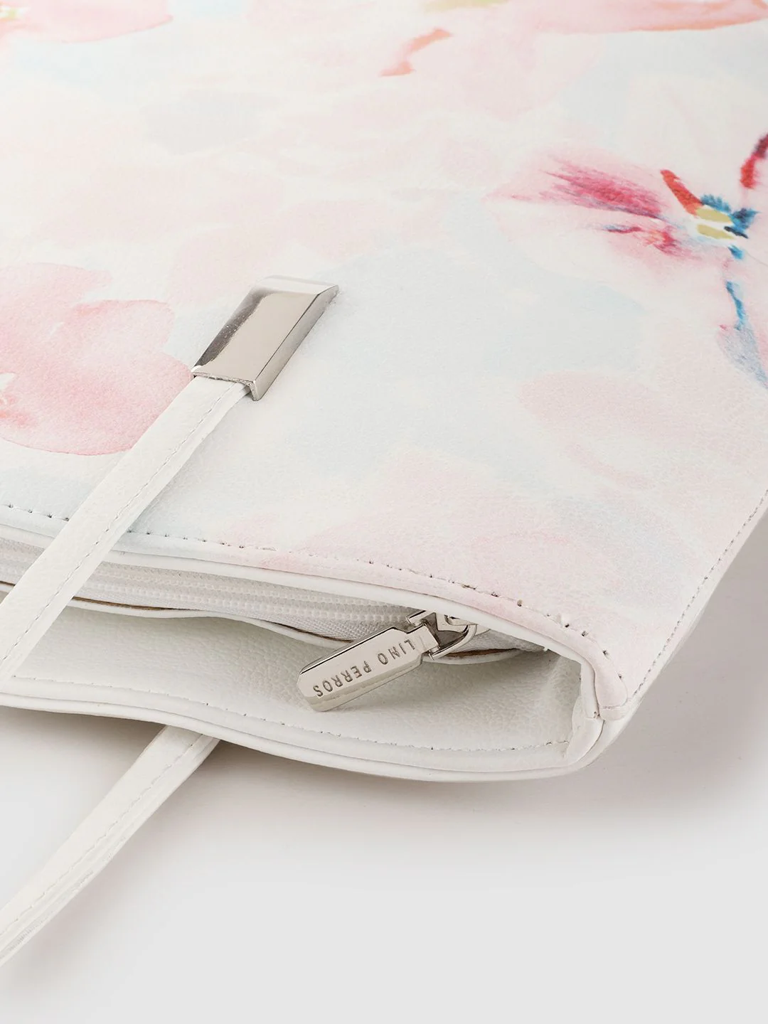 Lino Perros Pink & White Floral Print Structured Laptop Bag - Image 7