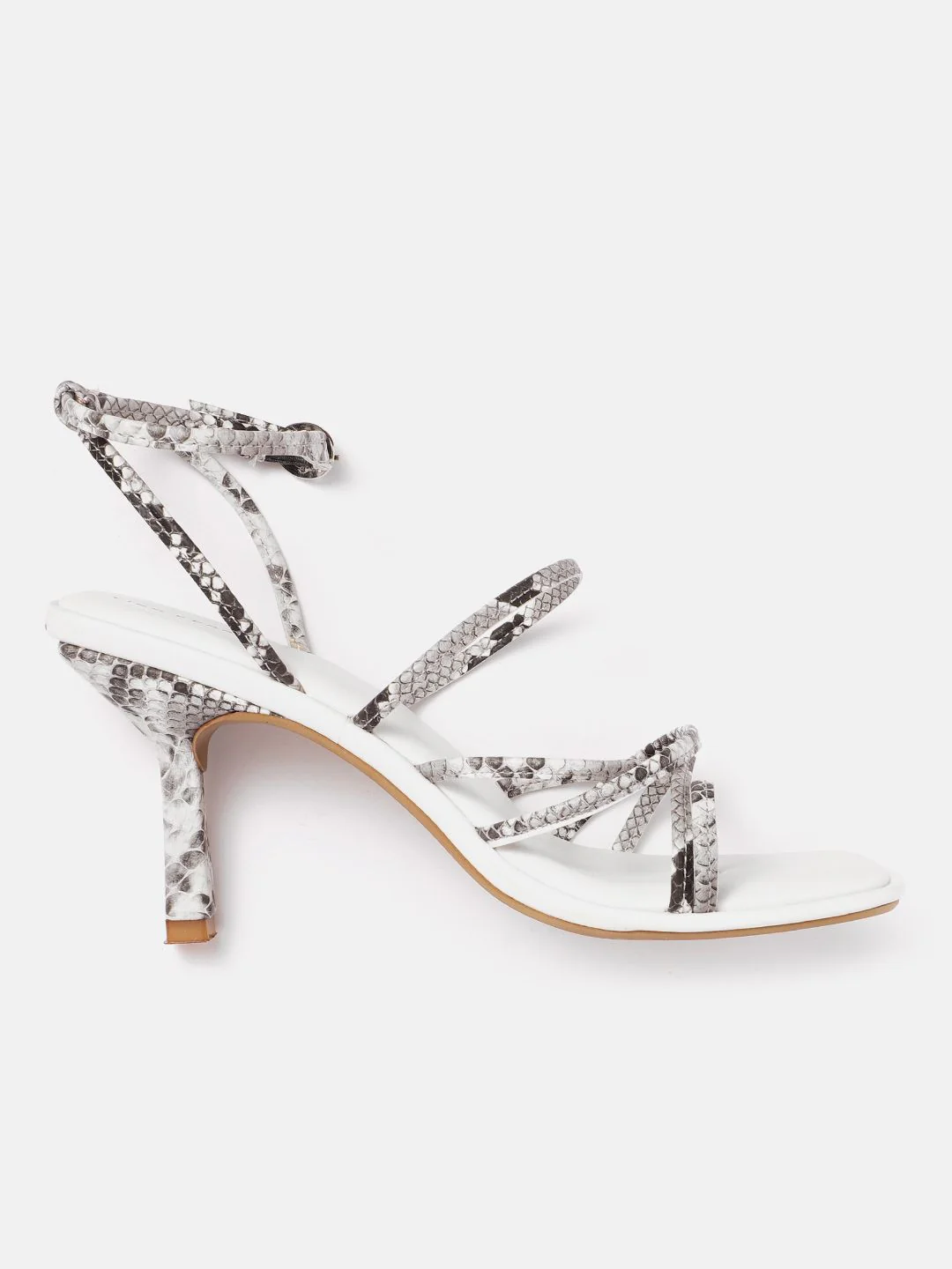 Lino Perros Snakeskin Print Strappy Slim Heels - Image 2