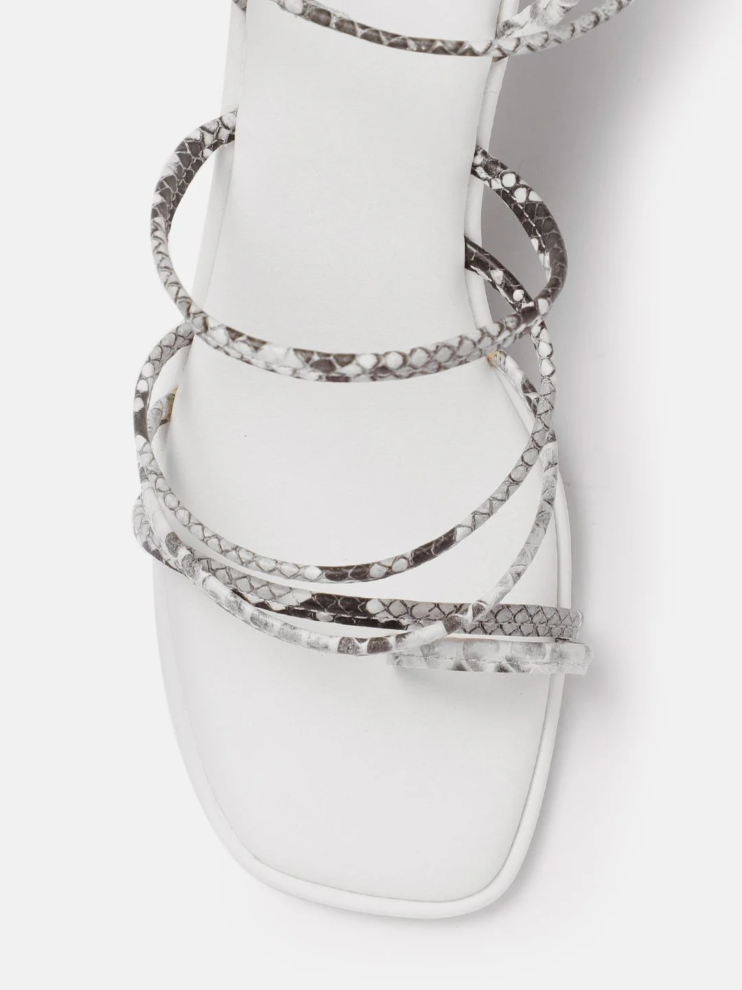 Lino Perros Snakeskin Print Strappy Slim Heels - Image 4