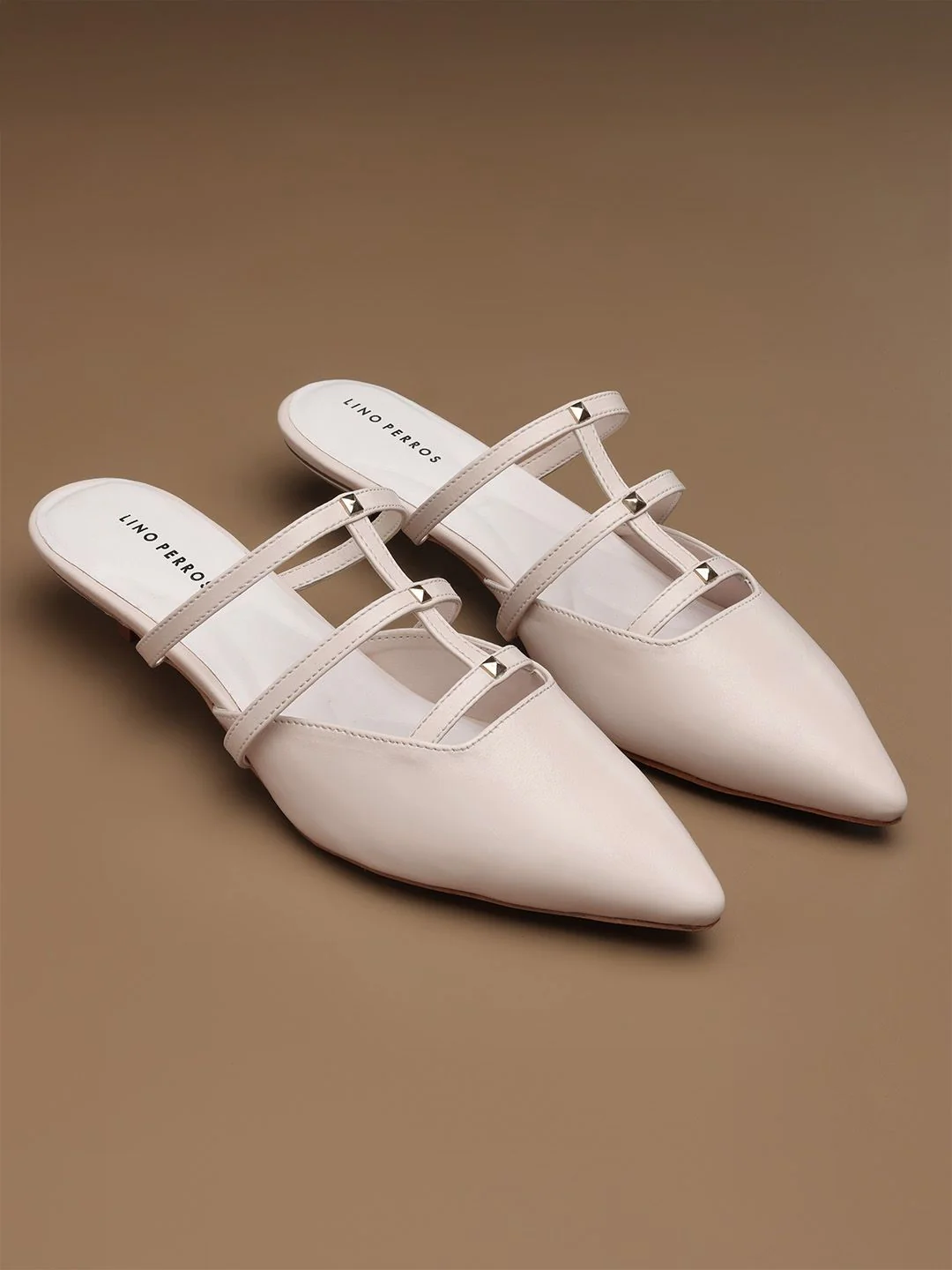 Lino Perros Solid Kitten Heel Open Back Mules