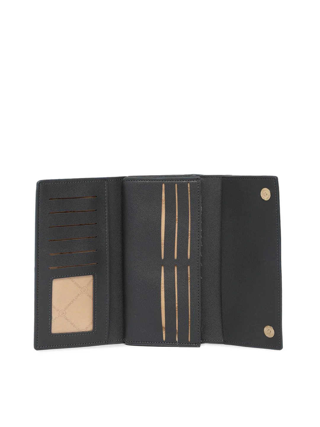 Lino Perros Women Black Solid Three Fold Wallet - Image 4