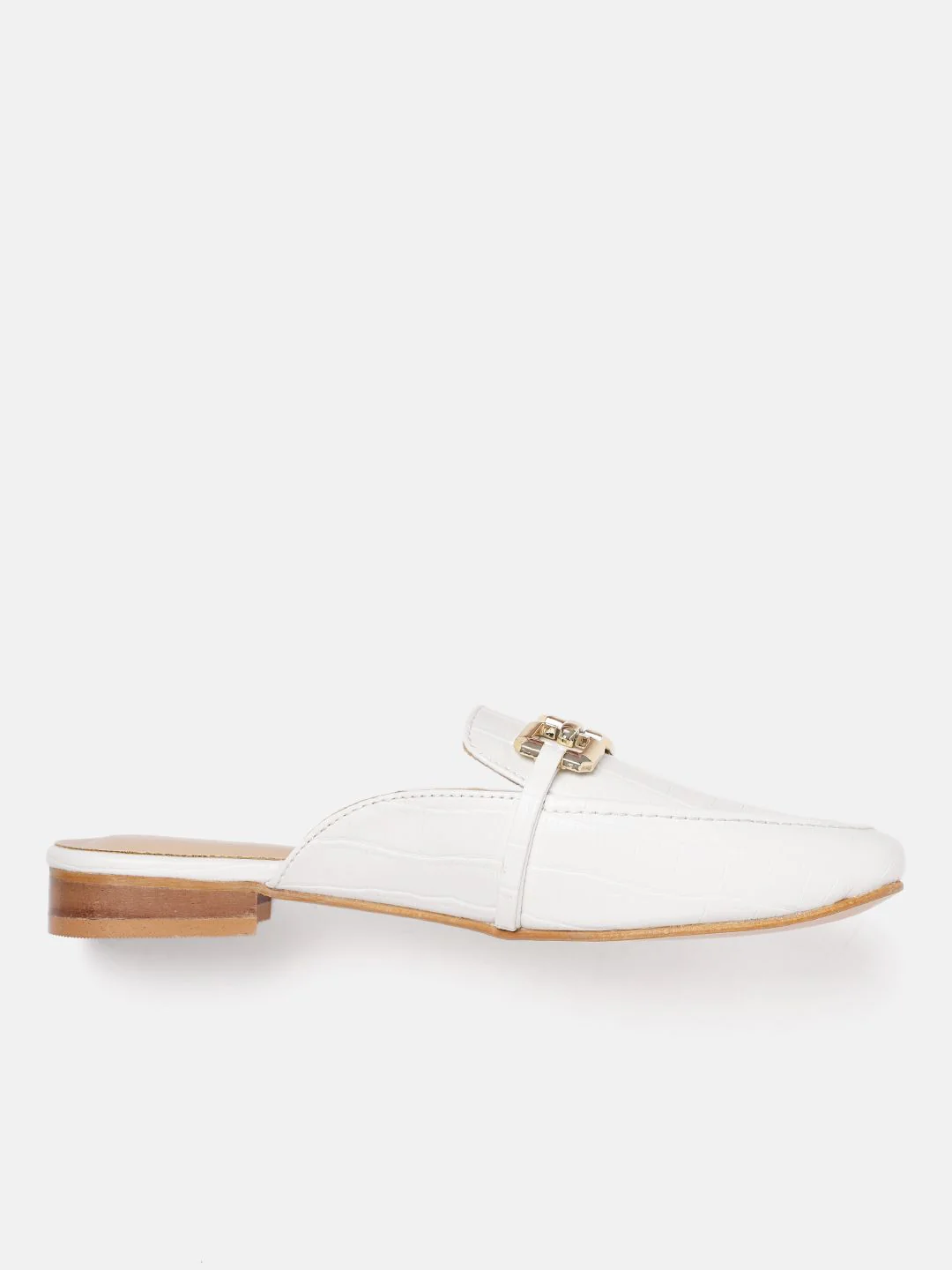 Lino Perros Women Croc Textured Mules With Metallic Deatil - Image 2