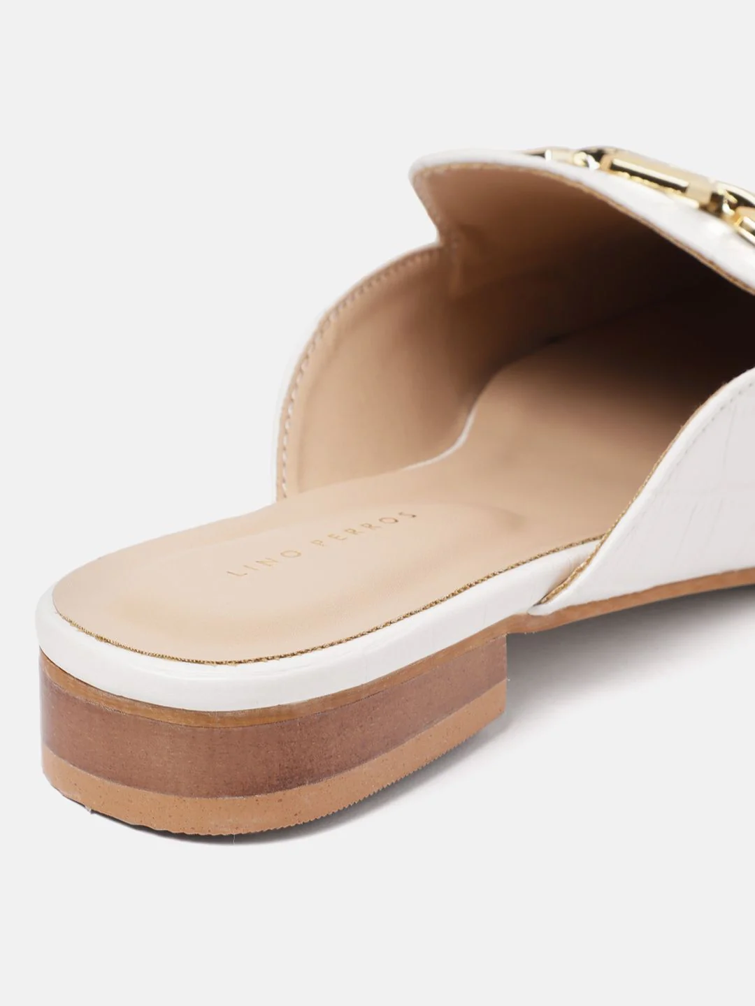 Lino Perros Women Croc Textured Mules With Metallic Deatil - Image 5