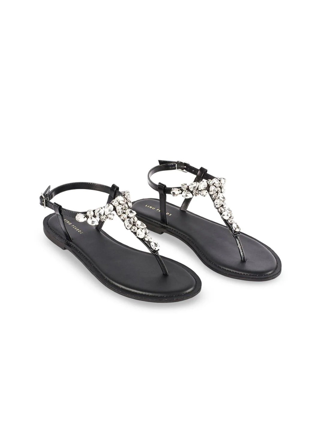 Lino Perros Women Embellished Open Toe T-Strap Flats - Image 2