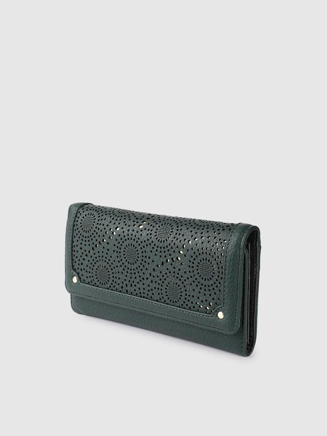 Lino Perros Women Laser Cut Detail Three Fold Wallet - Image 3