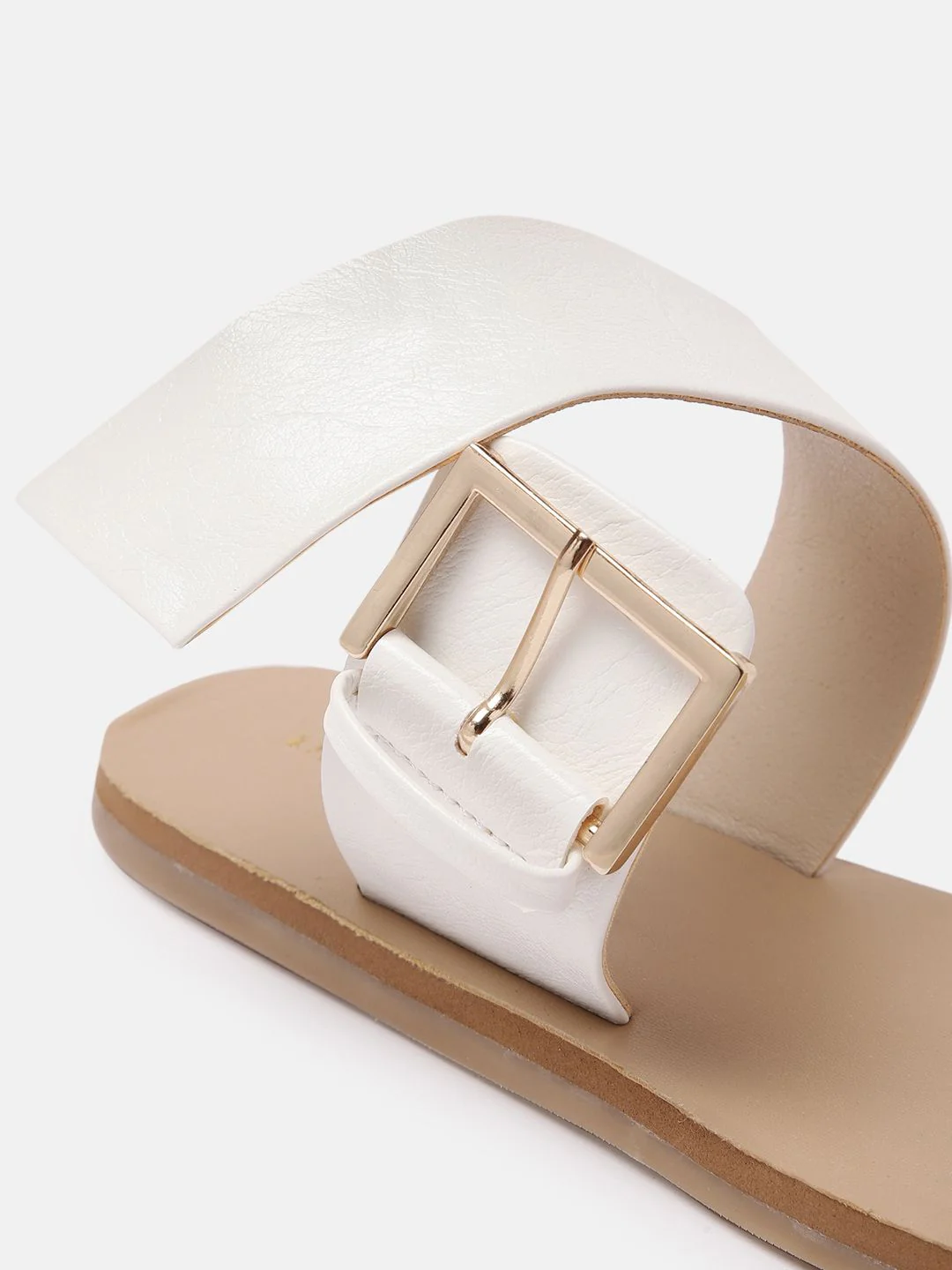 Lino Perros Women Open Toe Flats with Buckle Detail - Image 6