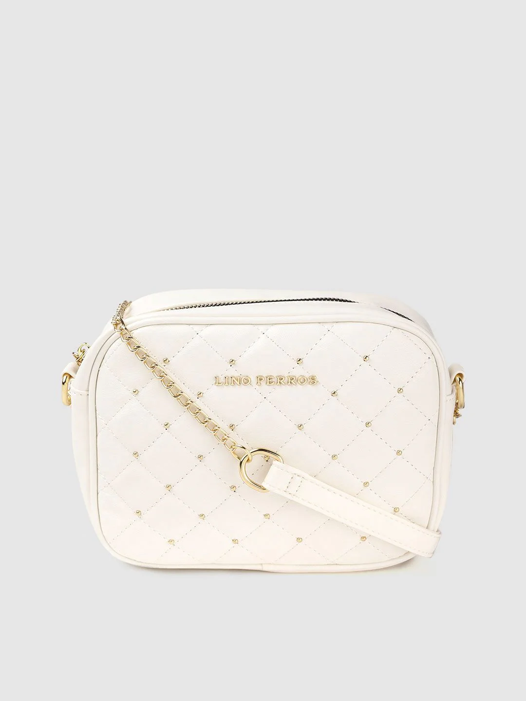 Lino Perros Women White Quilted Sling Bag - Image 3