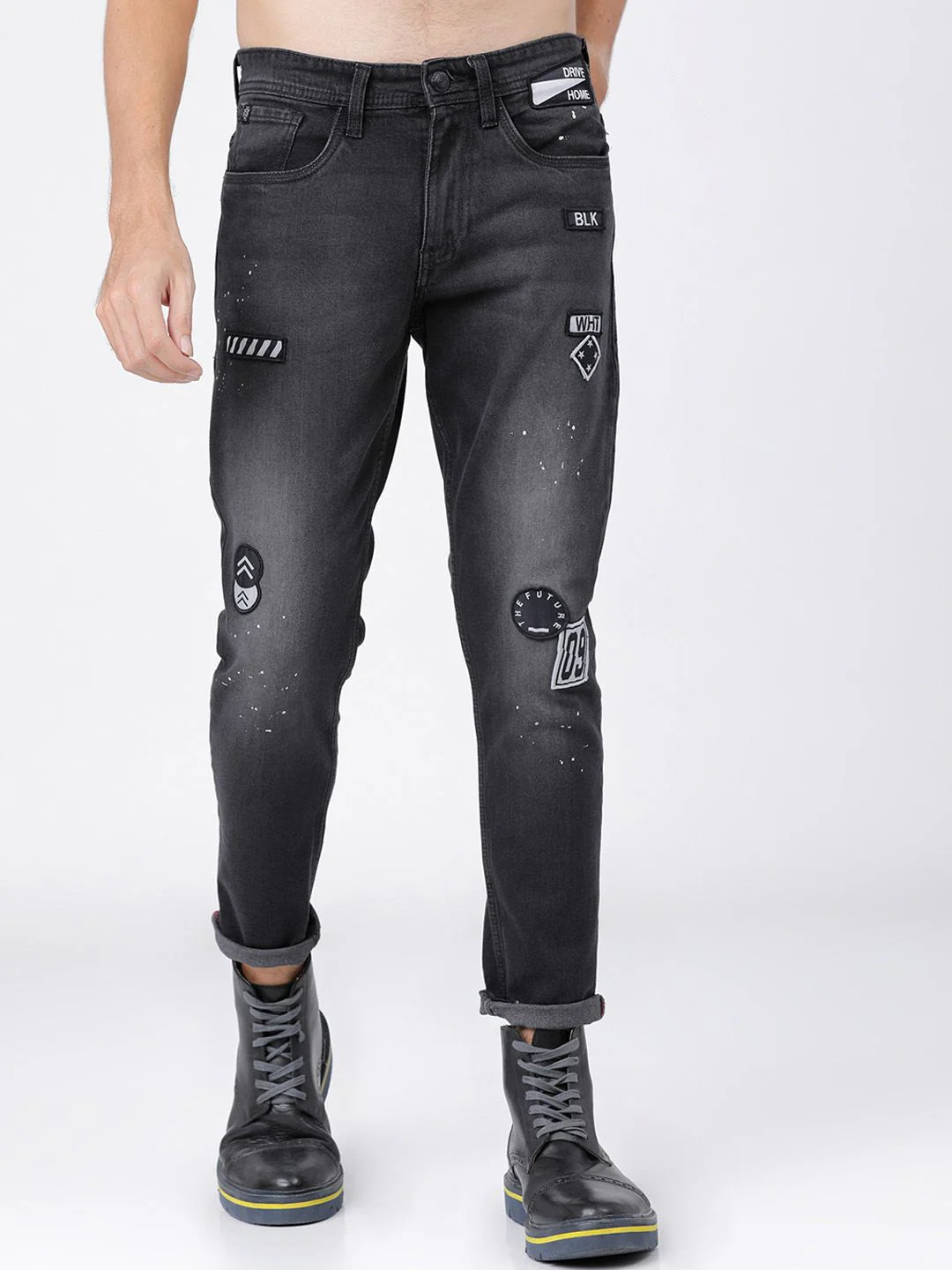 LOCOMOTIVE Men Black Slim Tapered Fit Mid-Rise Clean Look Stretchable Jeans - Image 2