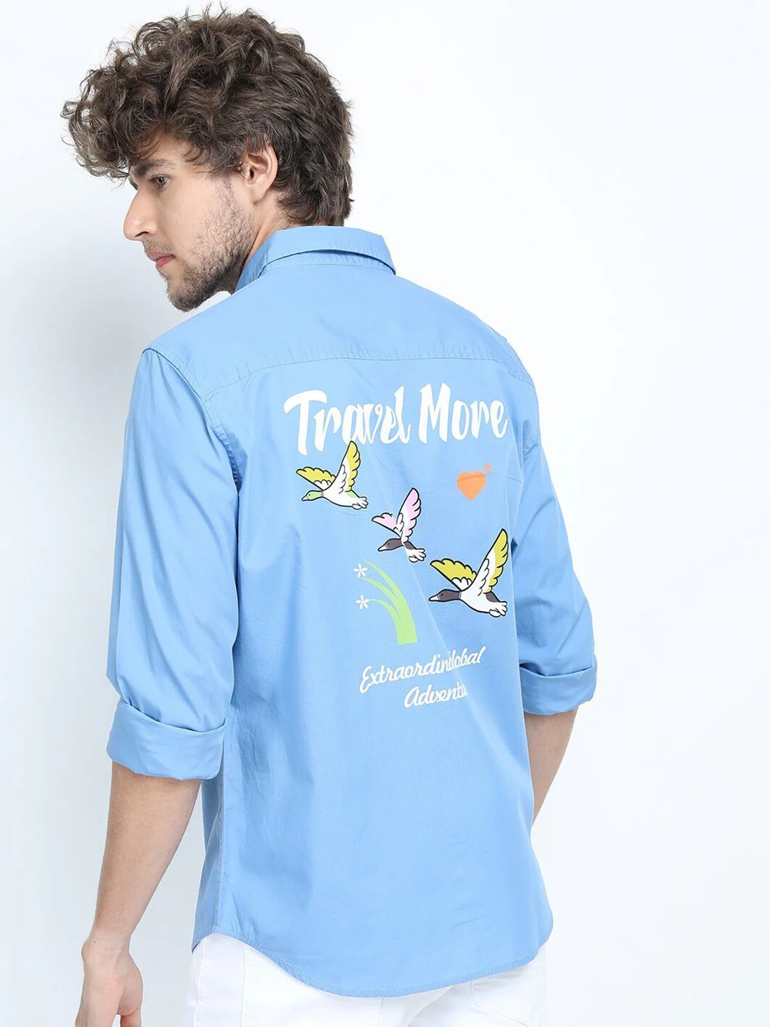 LOCOMOTIVE Men Blue Slim Fit Casual Cotton Shirt - Image 4
