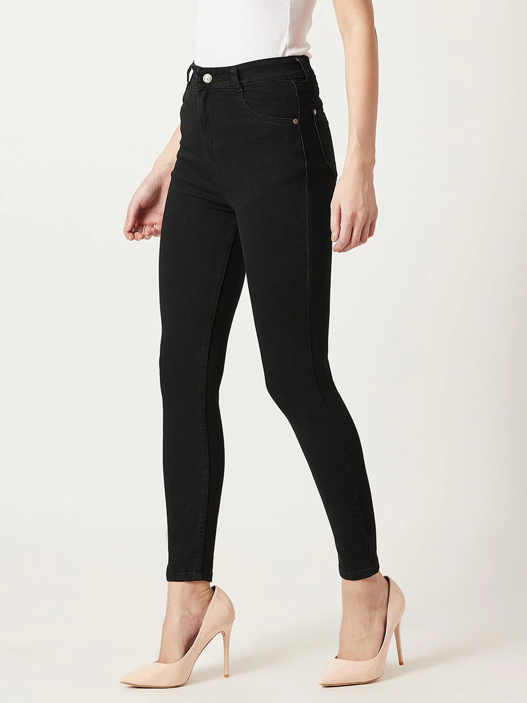 Miss Chase Women Black Skinny Fit High-Rise Clean Look Jeans - Image 3
