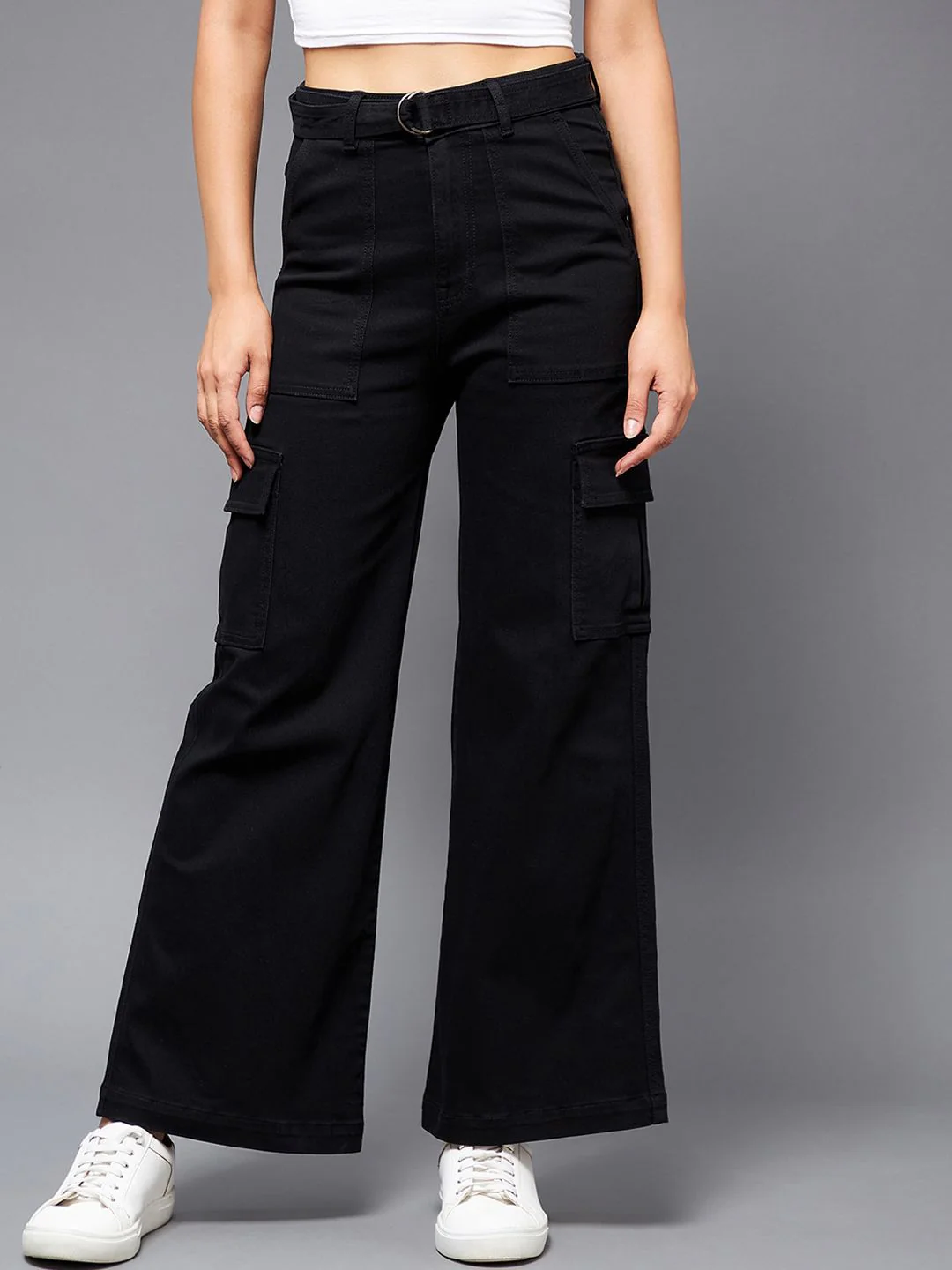 Miss Chase Women Black Wide Leg High-Rise Stretchable Jeans - Image 2