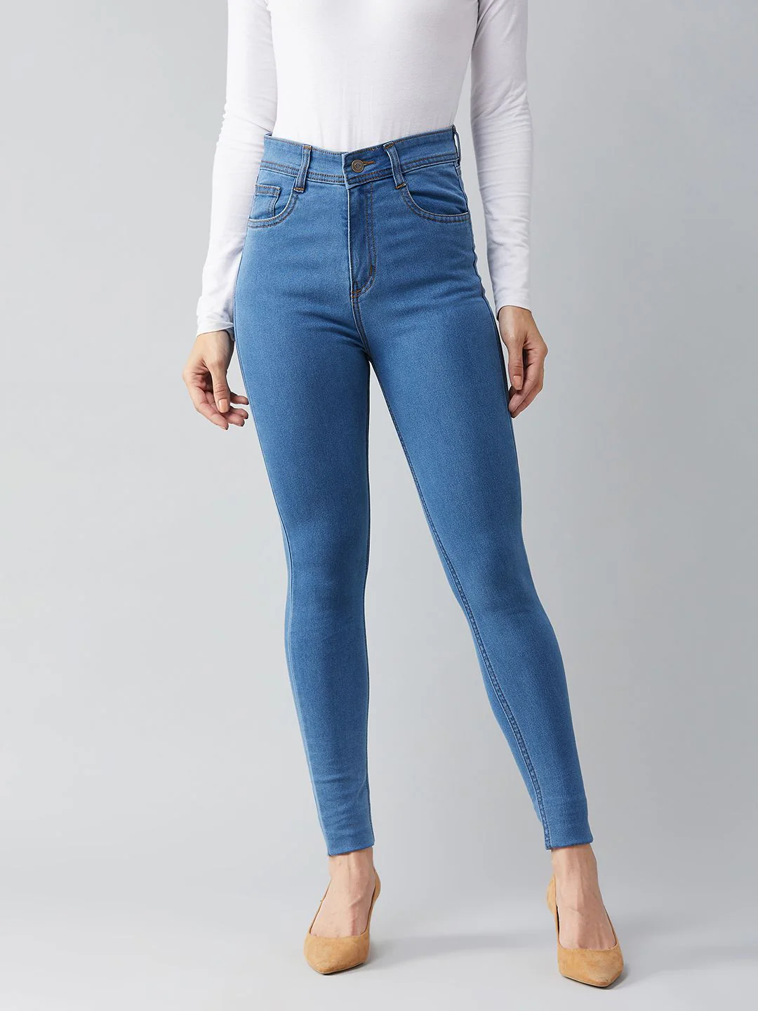 Miss Chase Women Blue Skinny Fit High-Rise Clean Look Jeans - Image 2