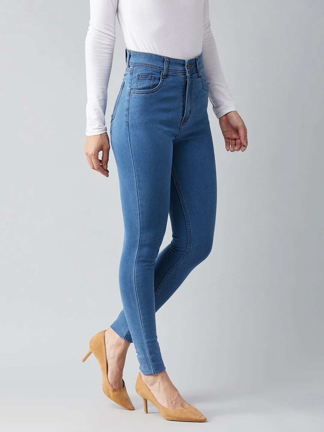 Miss Chase Women Blue Skinny Fit High-Rise Clean Look Jeans - Image 3