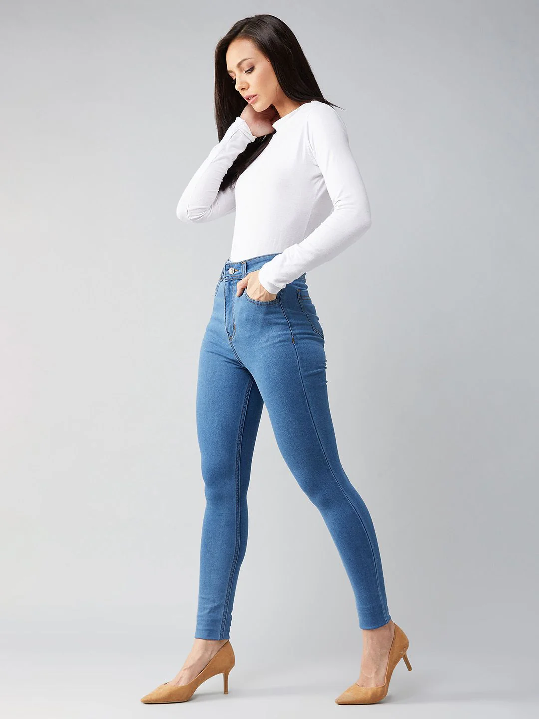 Miss Chase Women Blue Skinny Fit High-Rise Clean Look Jeans - Image 4