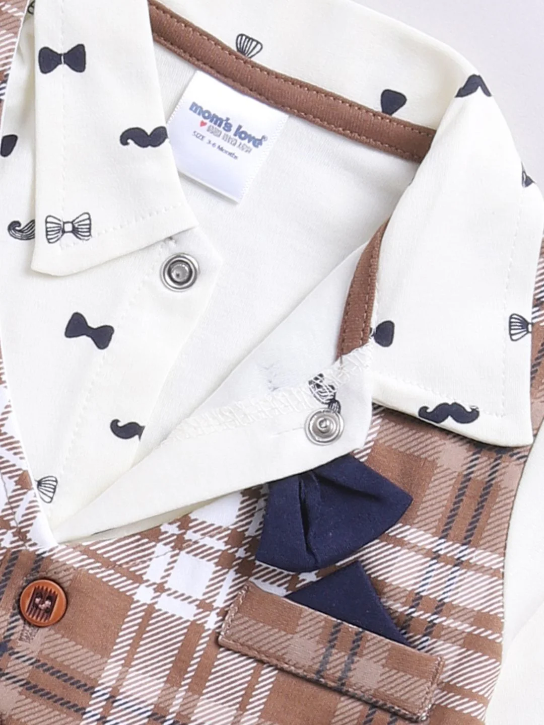 Moms Love Infant Boys Checked Pure Cotton Party Shirt & Trousers with Attached Waistcoat - Image 4