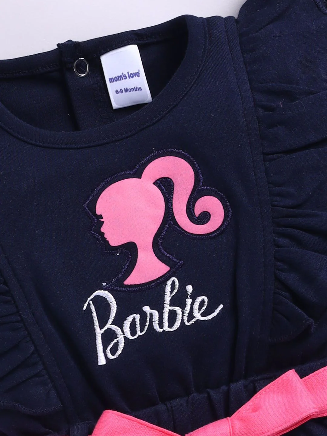 Moms Love Infant Girls Barbie Printed Pure Cotton Ruffled Basic Jumpsuit - Image 3
