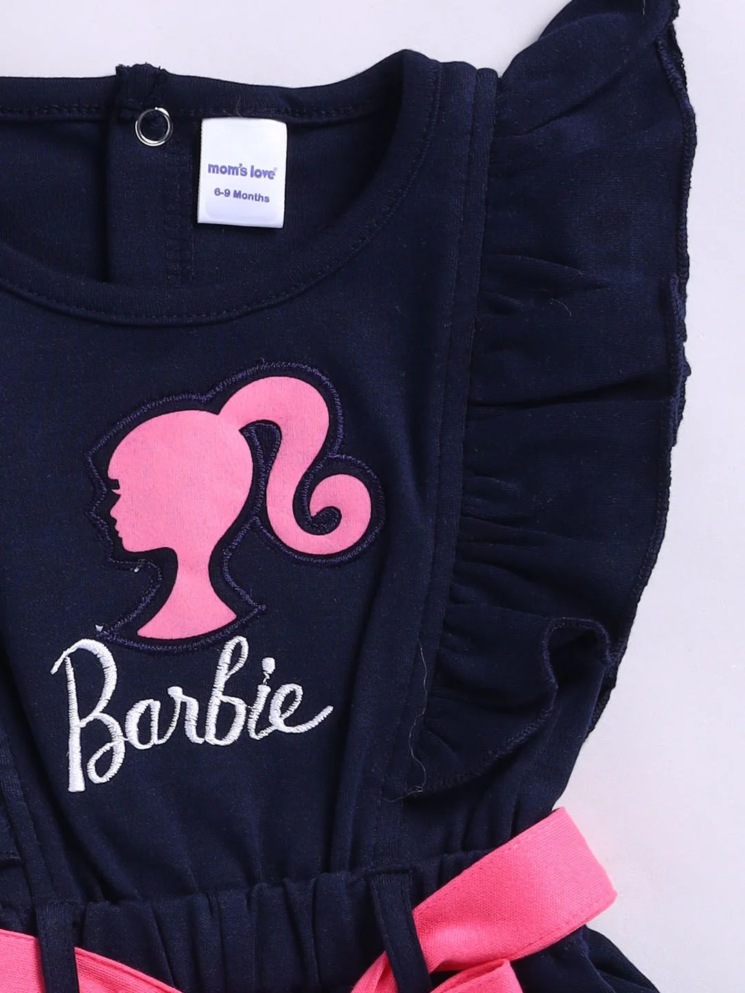 Moms Love Infant Girls Barbie Printed Pure Cotton Ruffled Basic Jumpsuit - Image 4