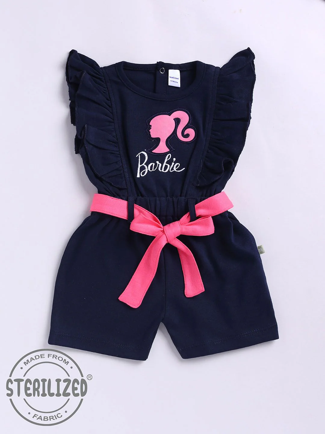 Moms Love Infant Girls Barbie Printed Pure Cotton Ruffled Basic Jumpsuit - Image 7
