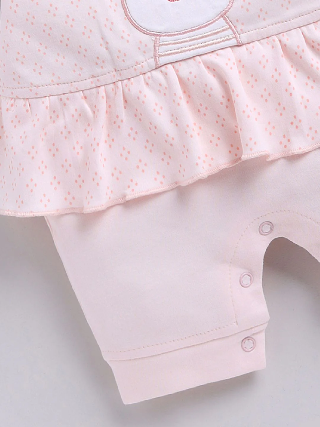Moms Love Infant Girls Cotton Rompers with Applique Detail - Image 6