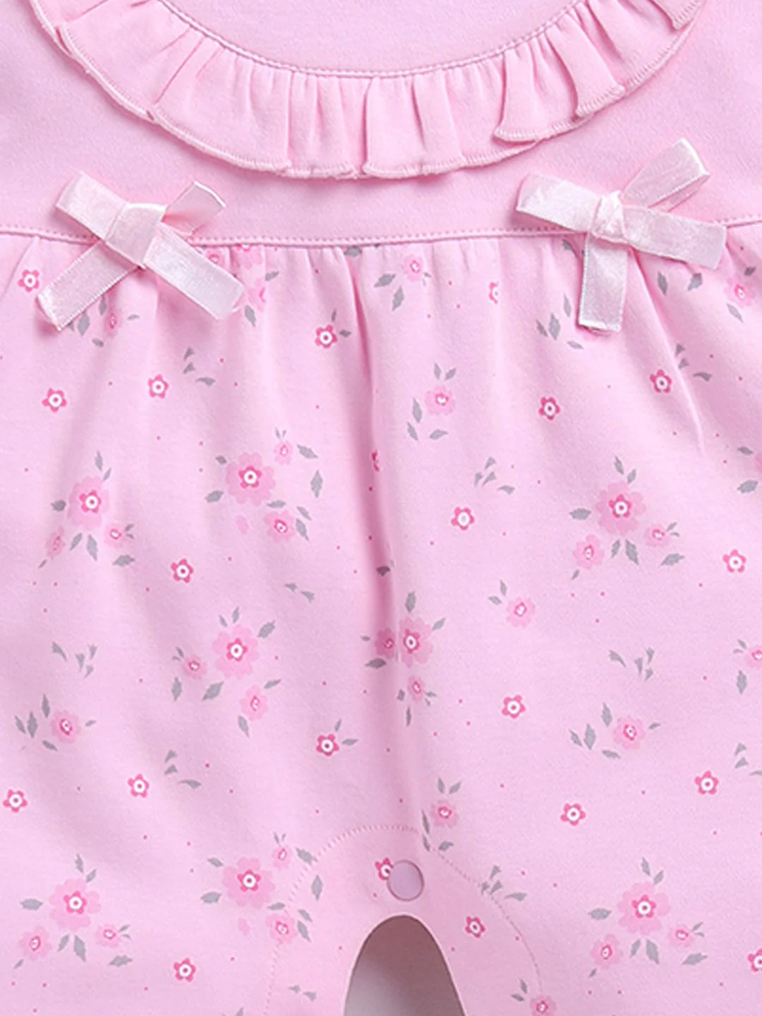 Moms Love Infant Girls Floral Print Pure Cotton Rompers With Ruffle Detail - Image 3