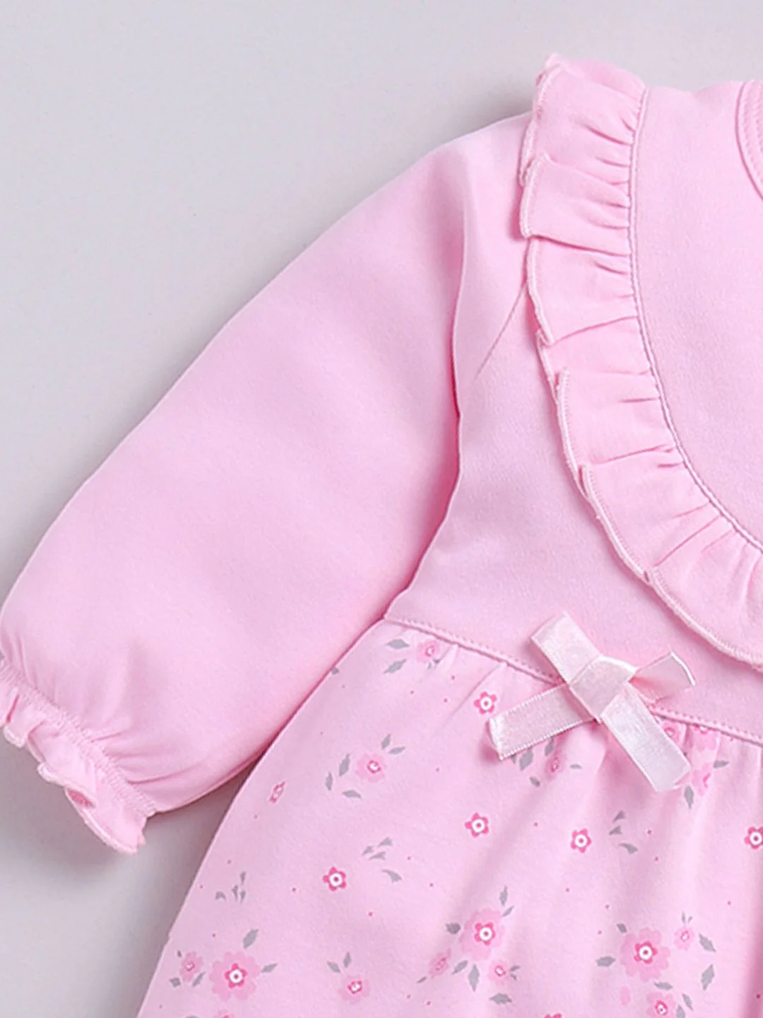 Moms Love Infant Girls Floral Print Pure Cotton Rompers With Ruffle Detail - Image 5
