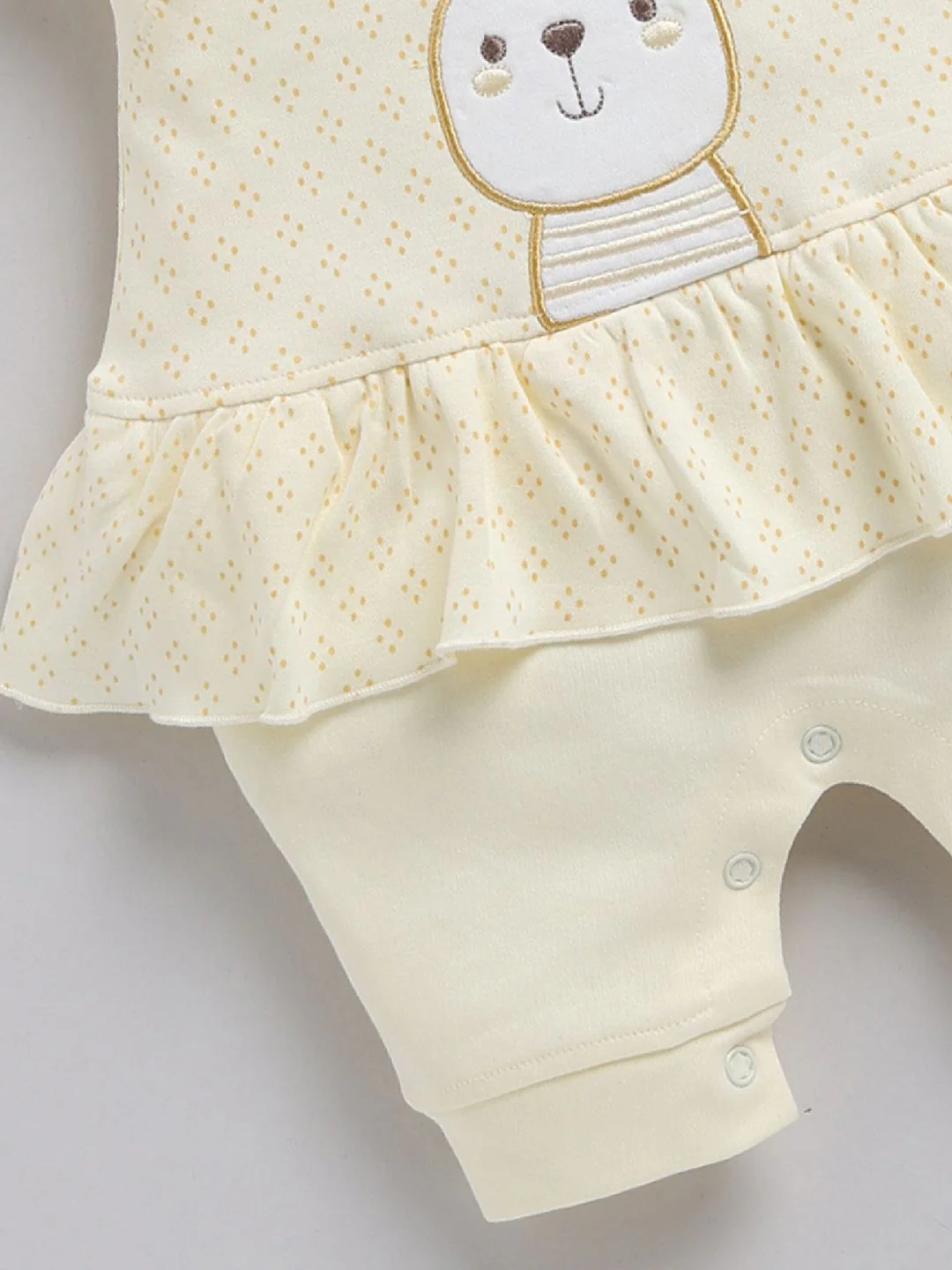 Moms Love Infant Girls Printed Cotton Rompers with Applique Detail - Image 5